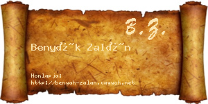 Benyák Zalán névjegykártya